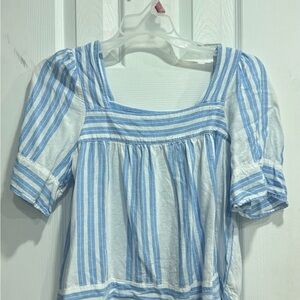 Old Navy Blue and White Striped Blouse